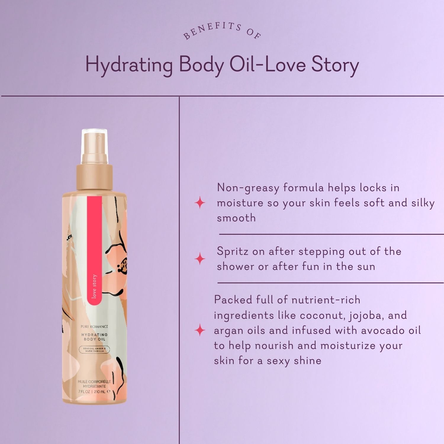 Hydrating Body Oil Love Story Pure Romance Australia