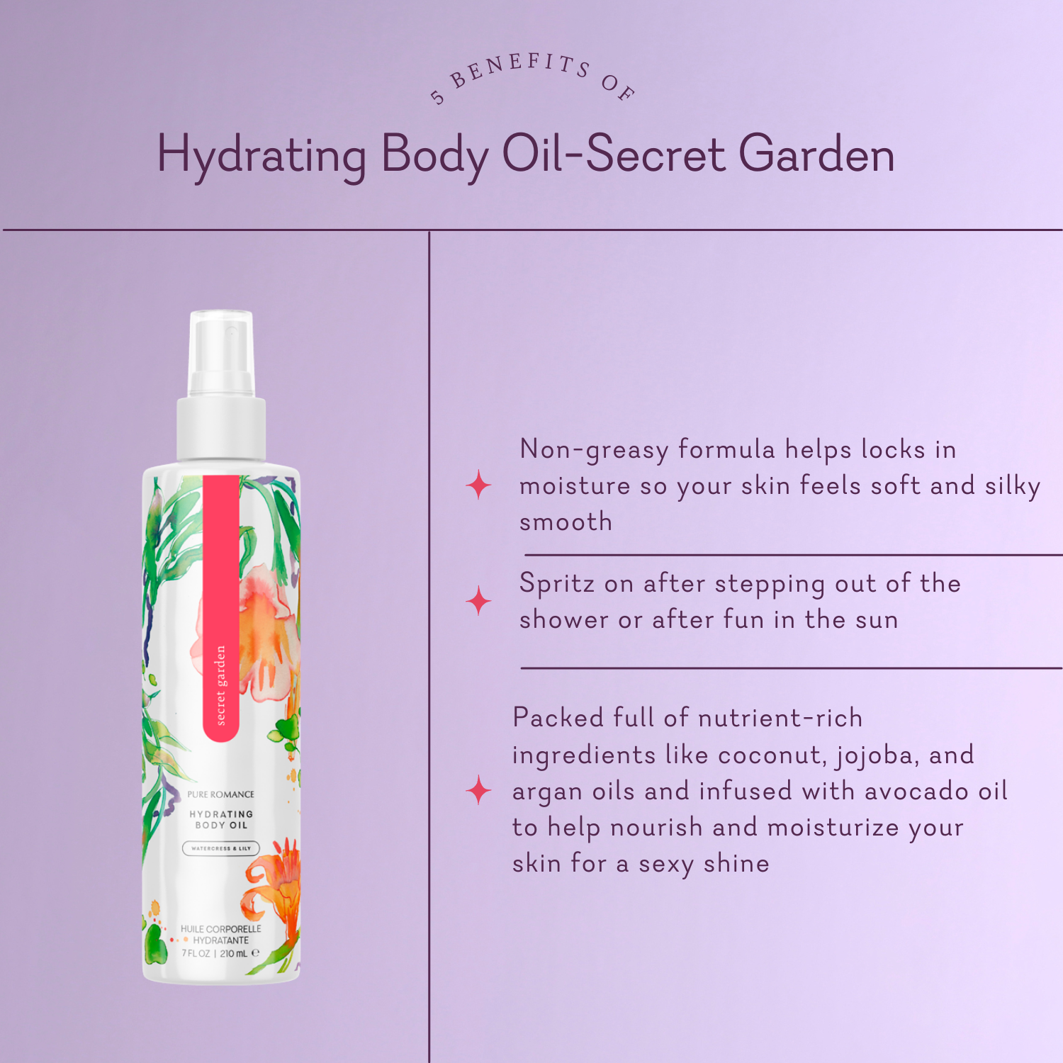 Hydrating Body Oil Secret Garden Pure Romance Australia