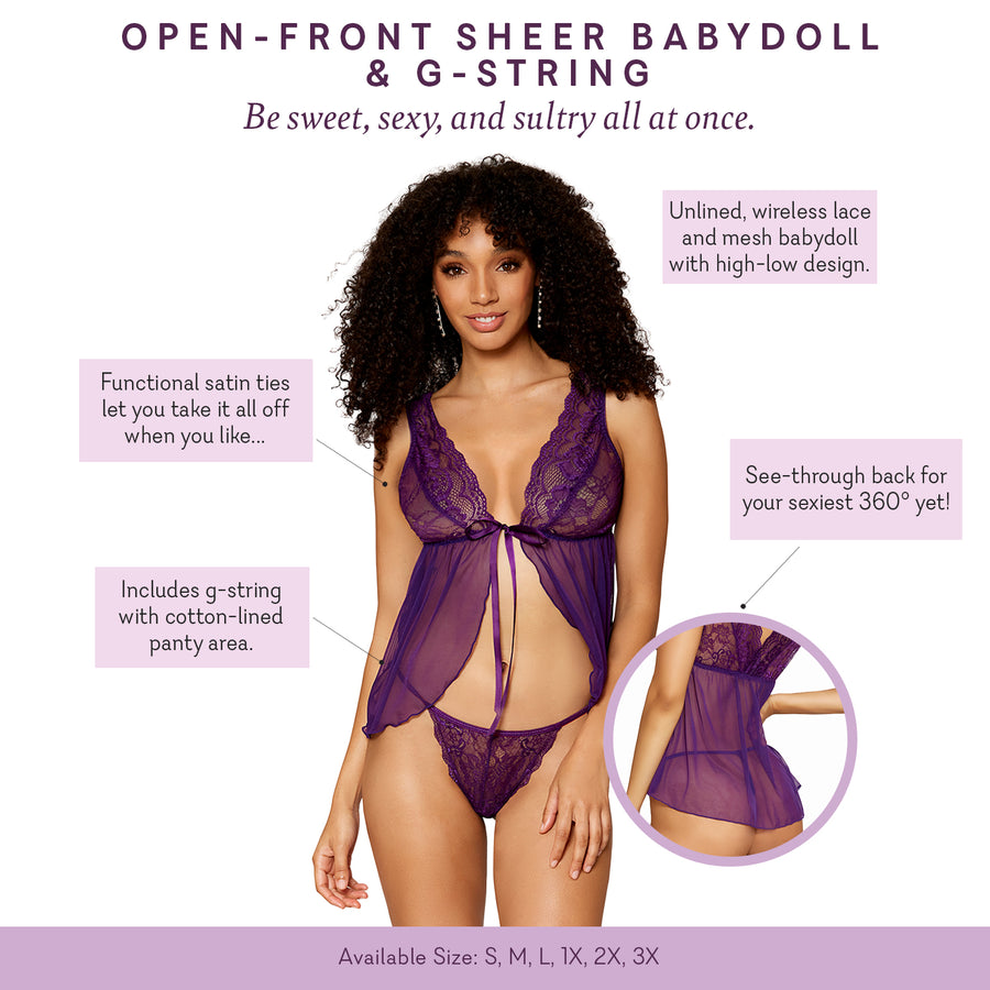 Open-front Sheer Babydoll & G-string