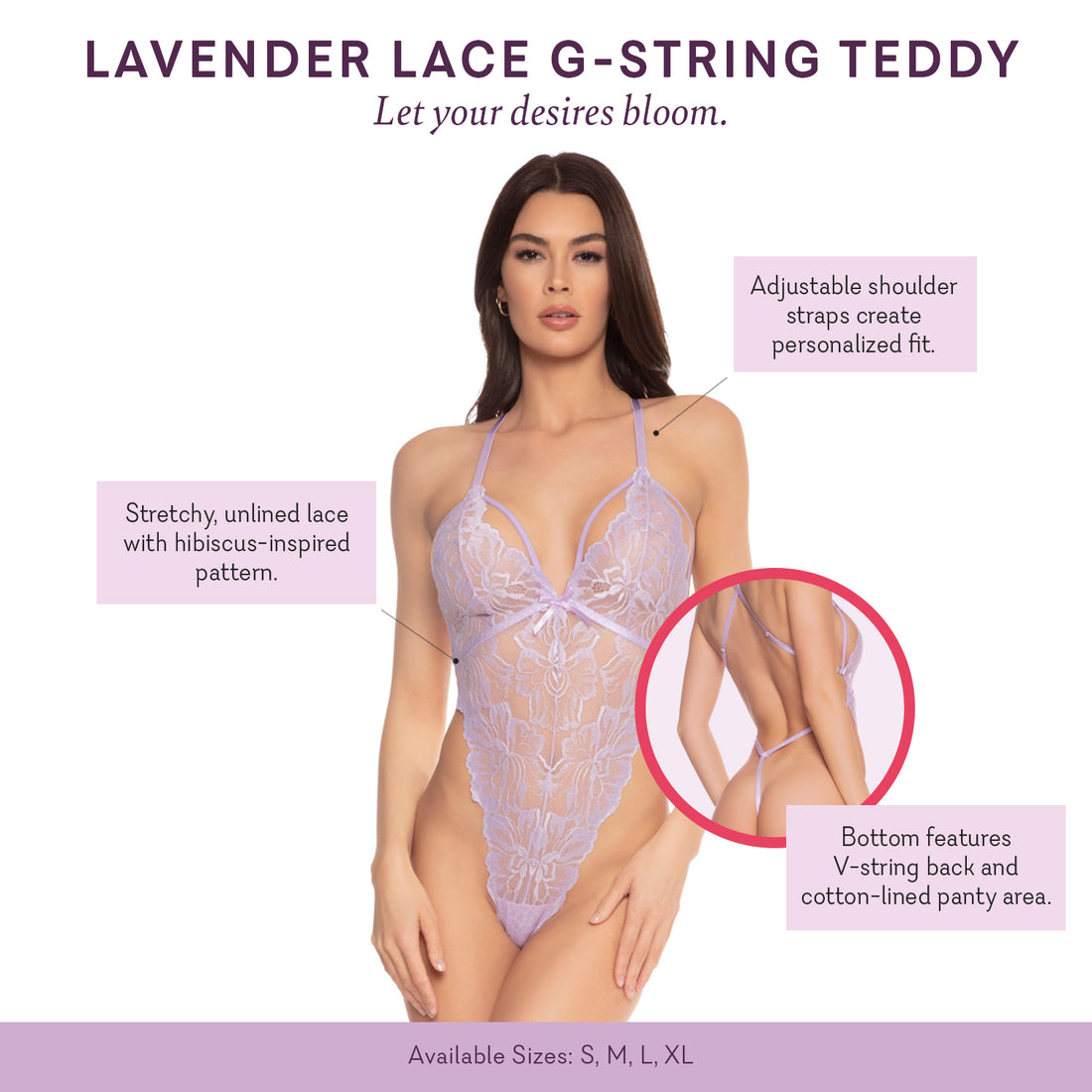 Lavender Lace G-string Teddy