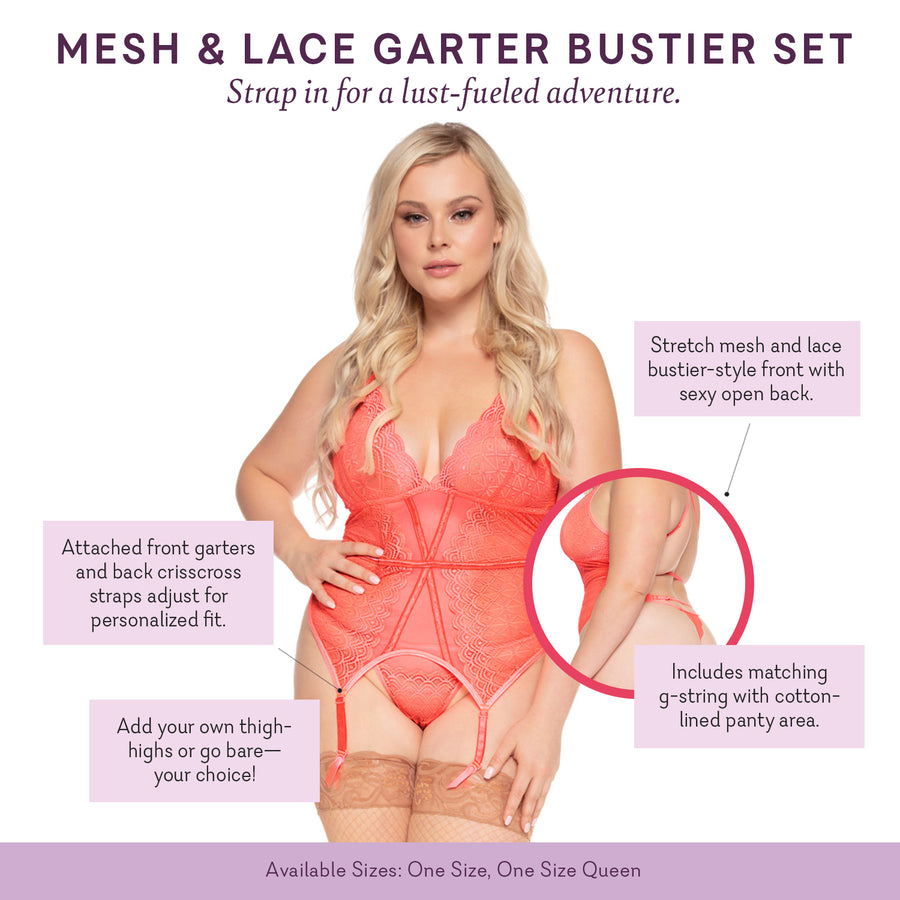 Mesh & Lace Garter Bustier Set